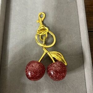 Gold and Red Cherry Keychain